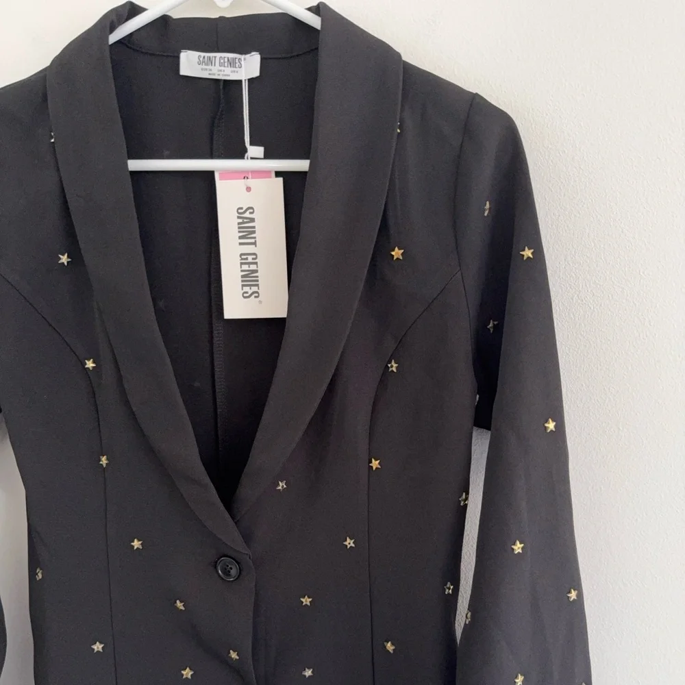 Saint Genies Star Studded Black Blazer 4